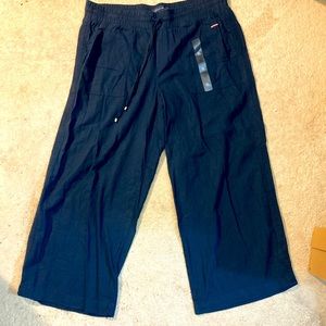 Tommy Hilfiger Womans Navy Blue Linen Pant XL